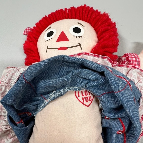 Raggedy Ann Doll, Red & White Gingham Dress, Blue Apron - Picture 2 of 4
